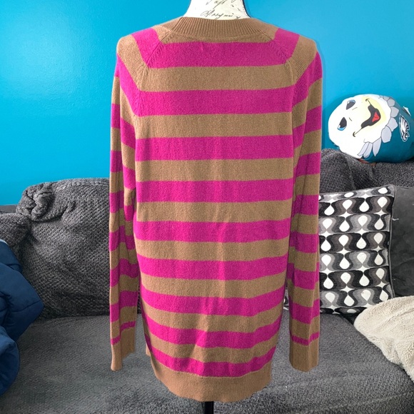 Lands’ End Striped Tunic Length Cardigan, Large - Picture 3 of 5